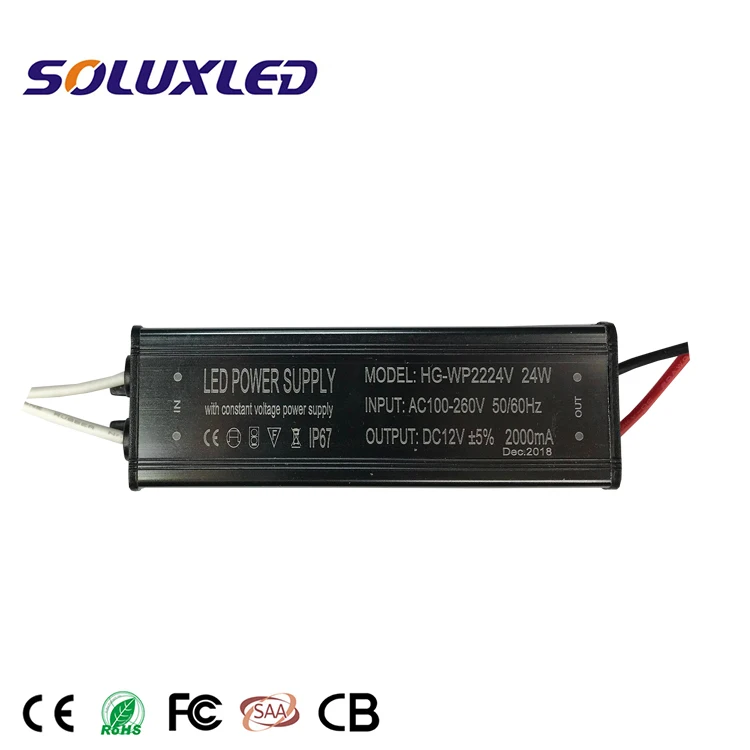 IP67 DC12V 12W 2A LED Constant Voltage Switching Power Supply