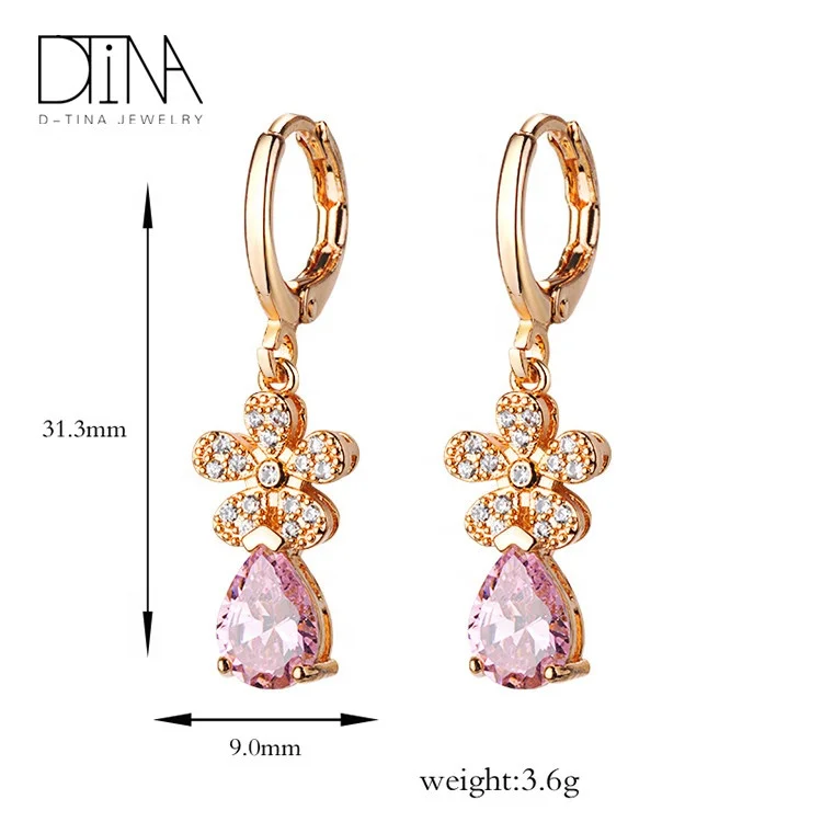DTINA Fashion 14k Gold Filled Stone Drop Earrings for Ladies and Women
