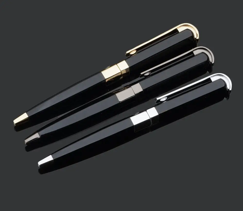 
Luxury Polygonal Design Black Ink Twist Ballpoint Pen Manufacturers 