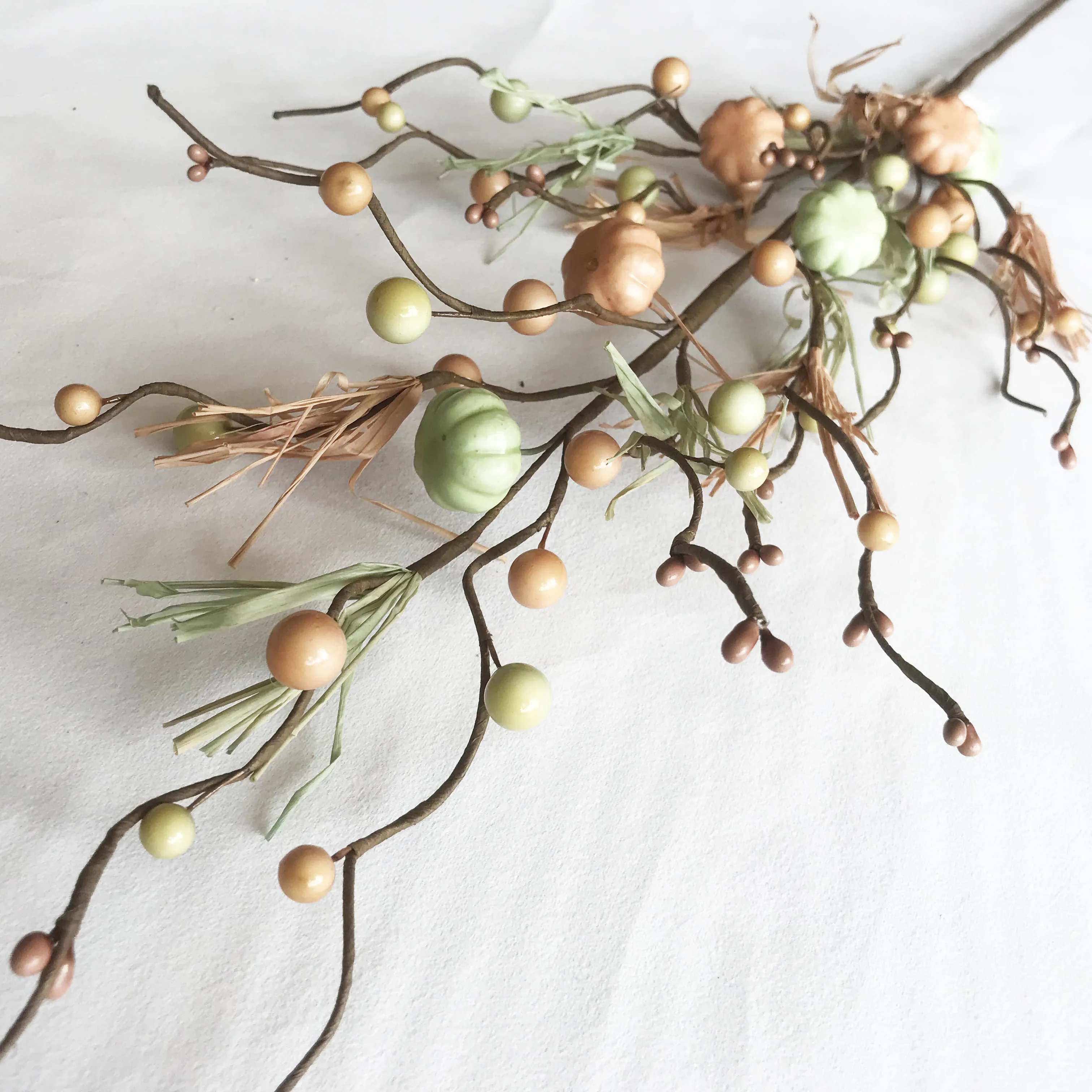 
wholesale craft foam pumpkins flowers with bunga plastik and dried branch for Christmas Halloween wall backdrop decoration 