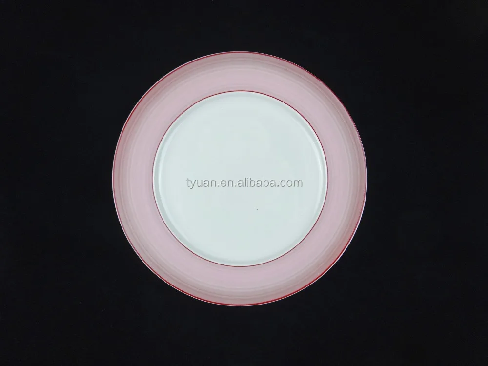 New bone china 28 pcs unbreakable italian porcelain dinnerware dinner plate set with red stripe