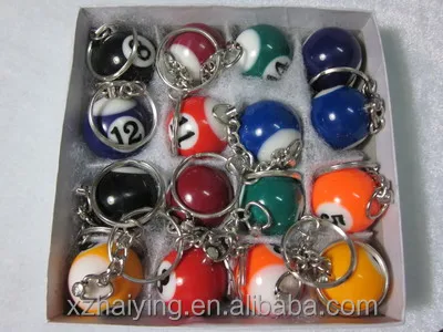 Custom Keychain Colorful Resin Billiard Ball Keychain Billiards Table Ball Key Chain