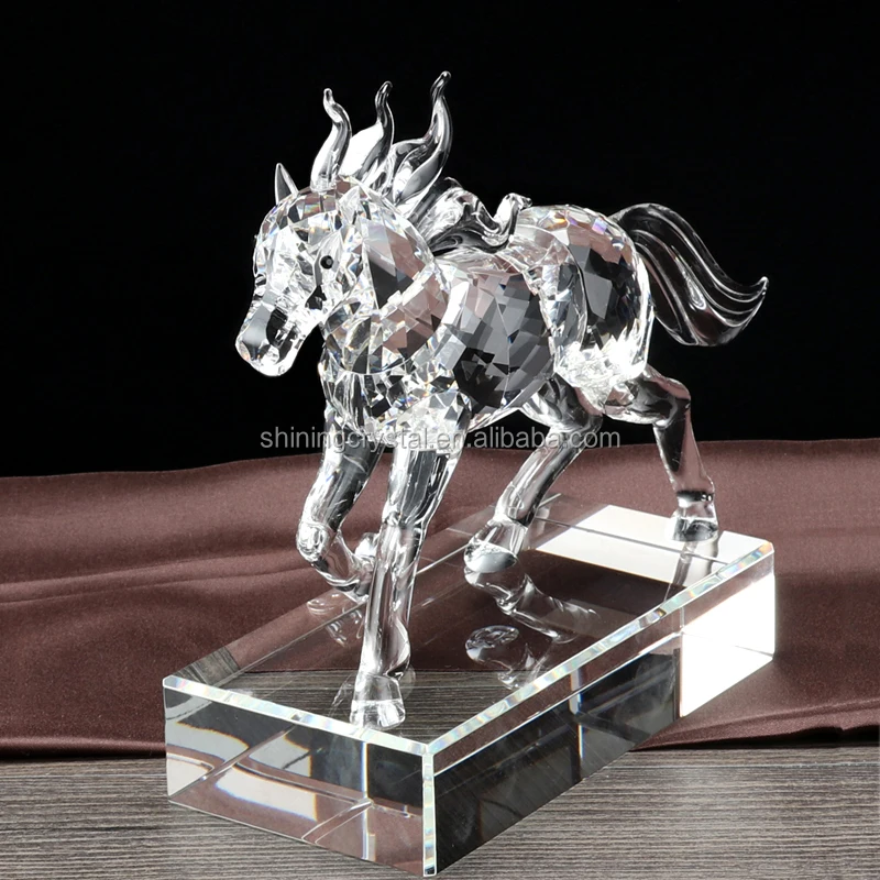 Shining crystal glass horse figurine the chinese zodiac crystal animal