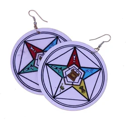New Design Fashion Sorority Organization Order Of Eastern Star OES Wooden Earring Group Member Souvenir Gift African Jewelry