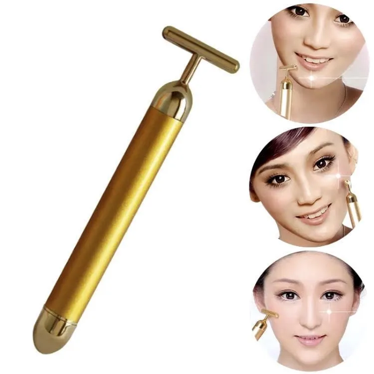 beauty factory 24k Golden Electric Beauty Bar Powerful Vibration Face Massager Face Lift Artifact Face Firming Roller Anti Agin
