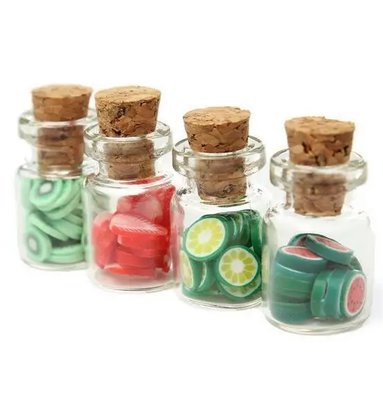 
1:12 Doll House Mini Food Accessories Fruit Slices Glass Bottle with Cork Cans 