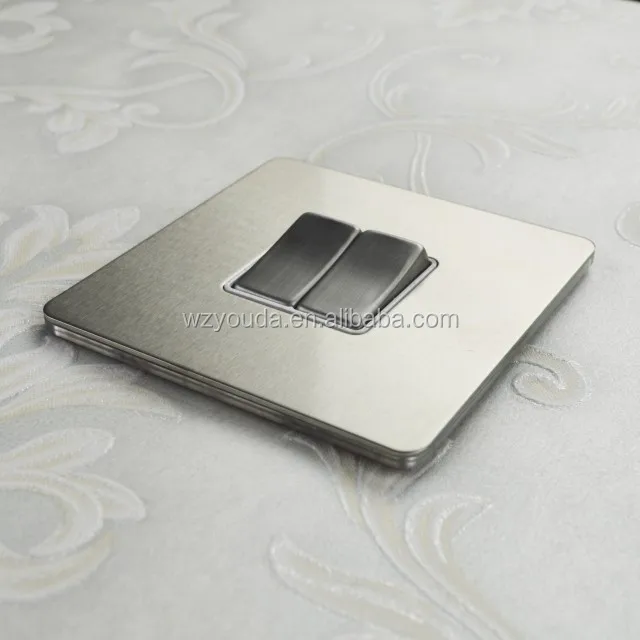 Flat plate satin chrome/polished brass screwless brushed steel switch