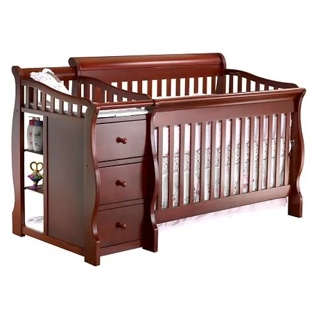 Convertible Crib, Baby Cot North American style 4 in 1 pine wood solid wood Baby crib with drawers