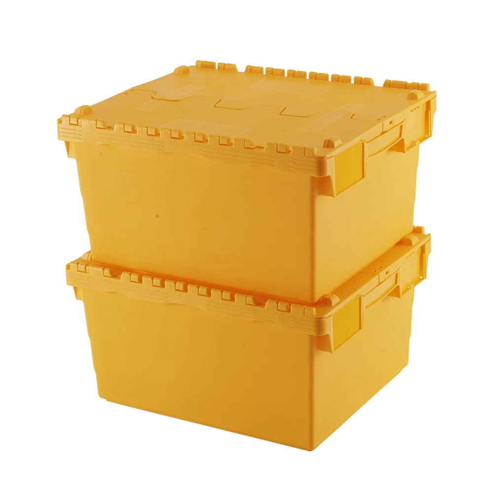 Heavy duty industrial hot sale large plastic moving storage stackable crate with lid
