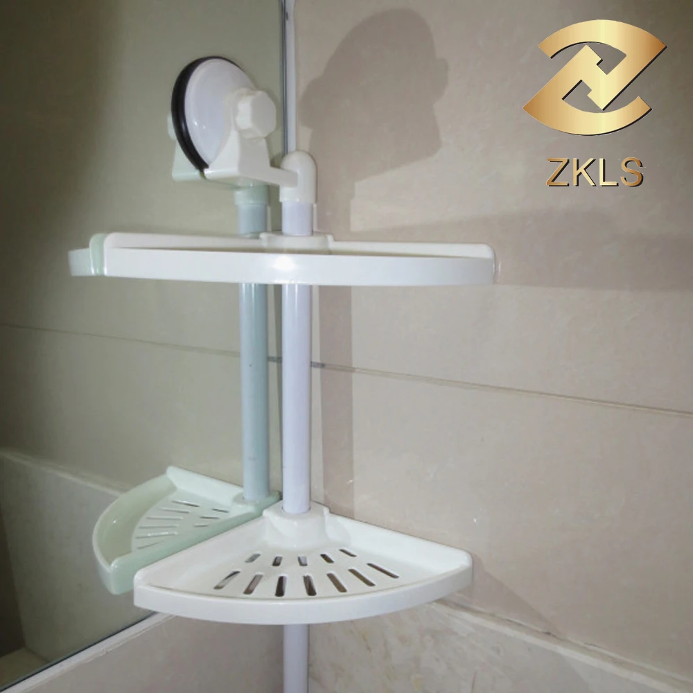 
Household Wall Corner Plastic Bathroom Double Tiers Corner Shelves 