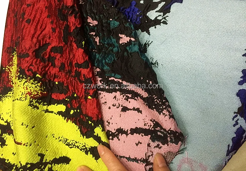 
Custom Color Accepted Patchwork Hot Sale Oil Painting Style Jacquard Woven Cloth Fabric 