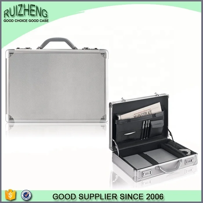 Hard Aluminum Alloy  briefcase Sample Carrying  Case Aluminum Travel  Document  Suitcase With combination lock