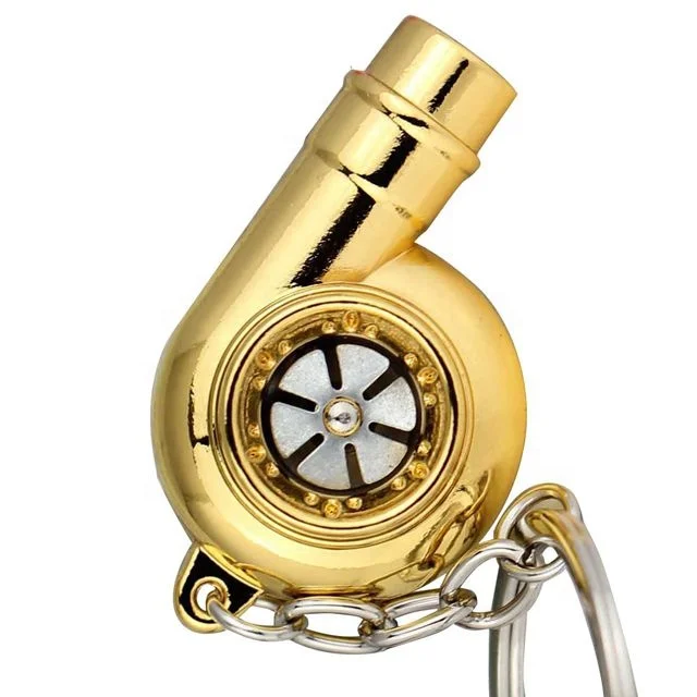 3D Gold Plating car models keychains auto parts turbo keychain with sound