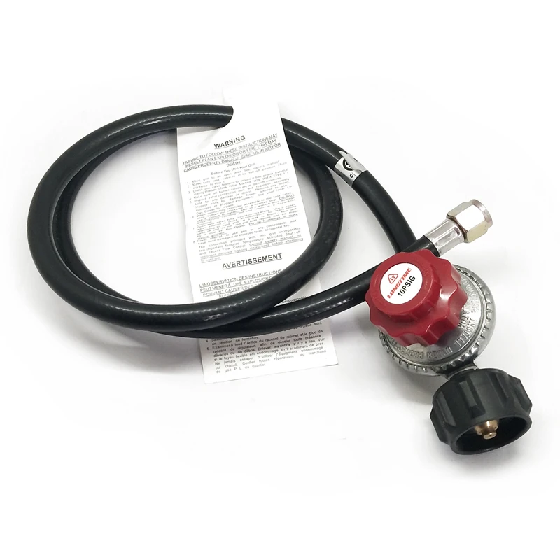 LONGTIME Certified Adjustable 0-10 PSI Propane Gas Regulator with 4 Feet Hose