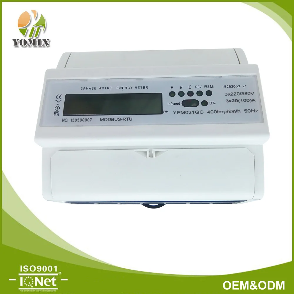 YEM021GC RS485 и инфракрасный 3 Фазы 4 Провода на Din-рейку Счетчик Энергии/AMR Электрический Цифровой Измеритель Мощности