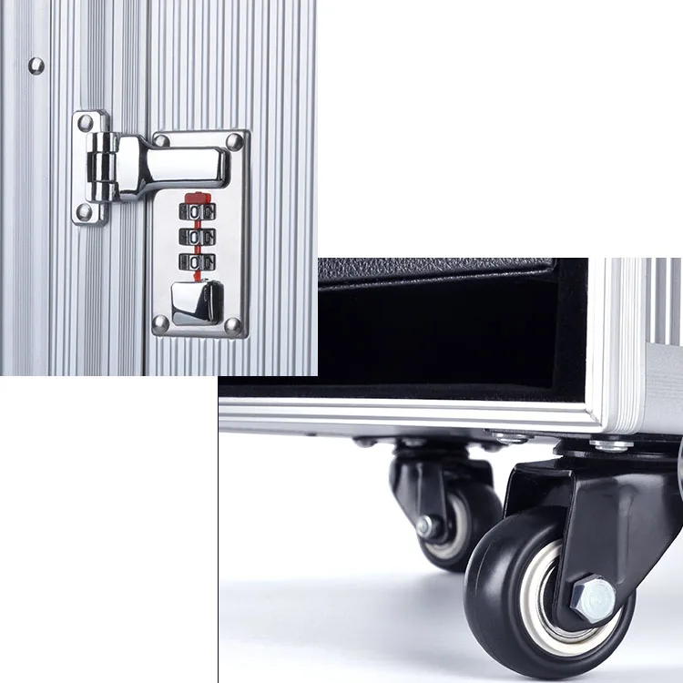 
Rolling wheeled carrying travel aluminum jewelry trolley case 