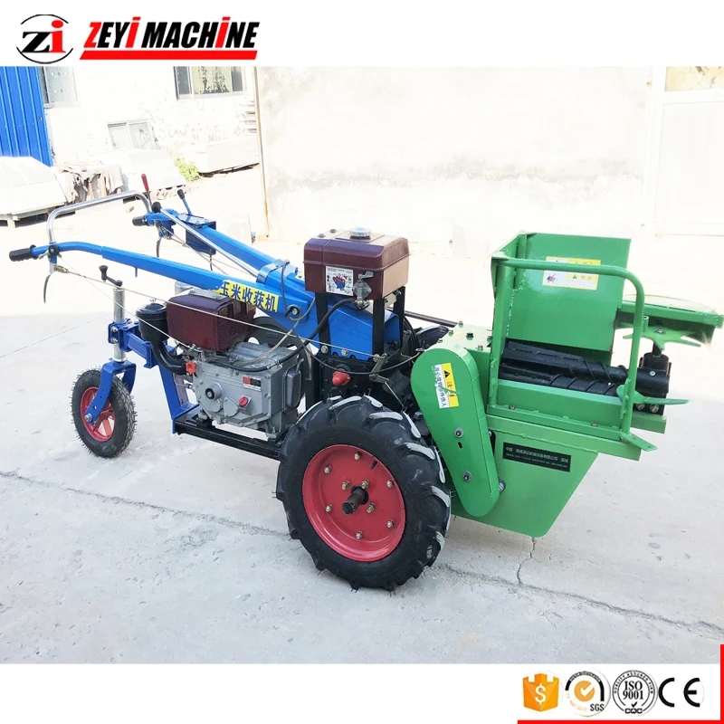 A new type of walking tractor corn harvester / corn threshing straw mill