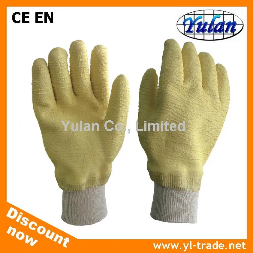 High quality Green cotton lined latex coated working gloves