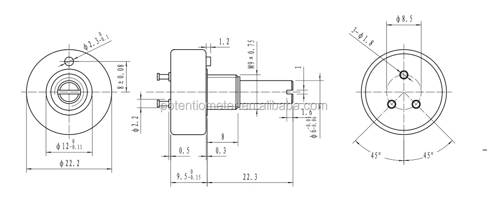 Manufacturer 0.5W WDJ22 1k 10k 20k 50k 100k 360 degree endless precision rotary potentiometer