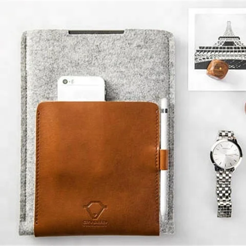 Personalized  felt leather case laptop, leather holder for Mac-book Air 11inch 12inch 13inch, bag for notebook