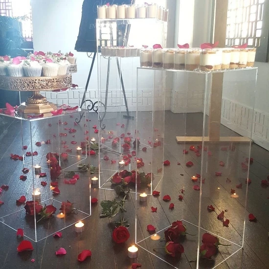 Прозрачный квадратный акриловый Свадебный декор на заказ, пластиковая витрина для цветов и капкейков