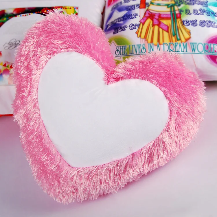 Personal Custom Lovely Heart long plush Sublimation Pillow Case Heat Transfer Printing Pillow Case
