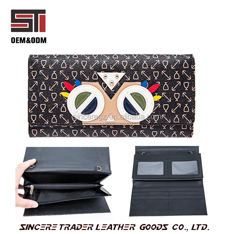 17SW-6647D oem дизайн PU бумажник с карт милый мультфильм Сова Печать Длинный кошелек