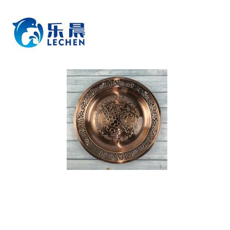 Stainless steel plate tray round grape pattern craft tray