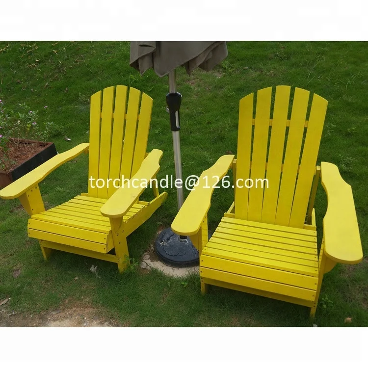 
SET OF 2 Outdoor Wooden Adirondack folding Chair in yellow color 