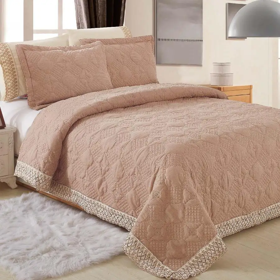 KOSMOS Bedding Polyester Lace Microfiber Bed Linen King Size Bedspread Turkish