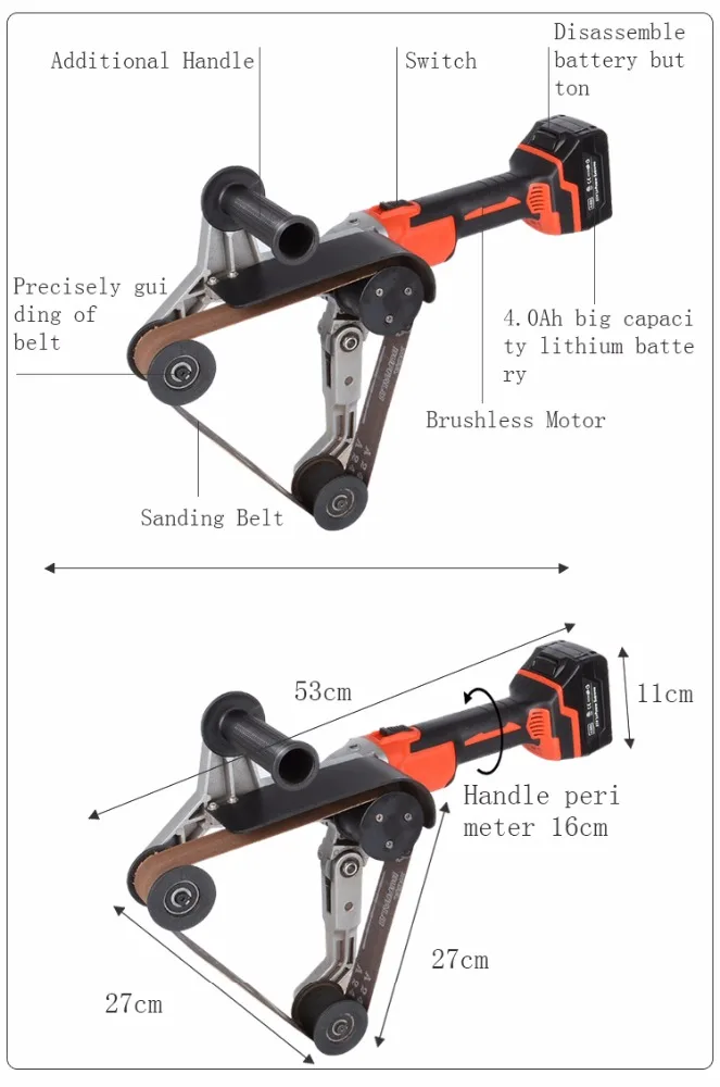 High Quality 21V DC Power Tools Brushless Belt Sander