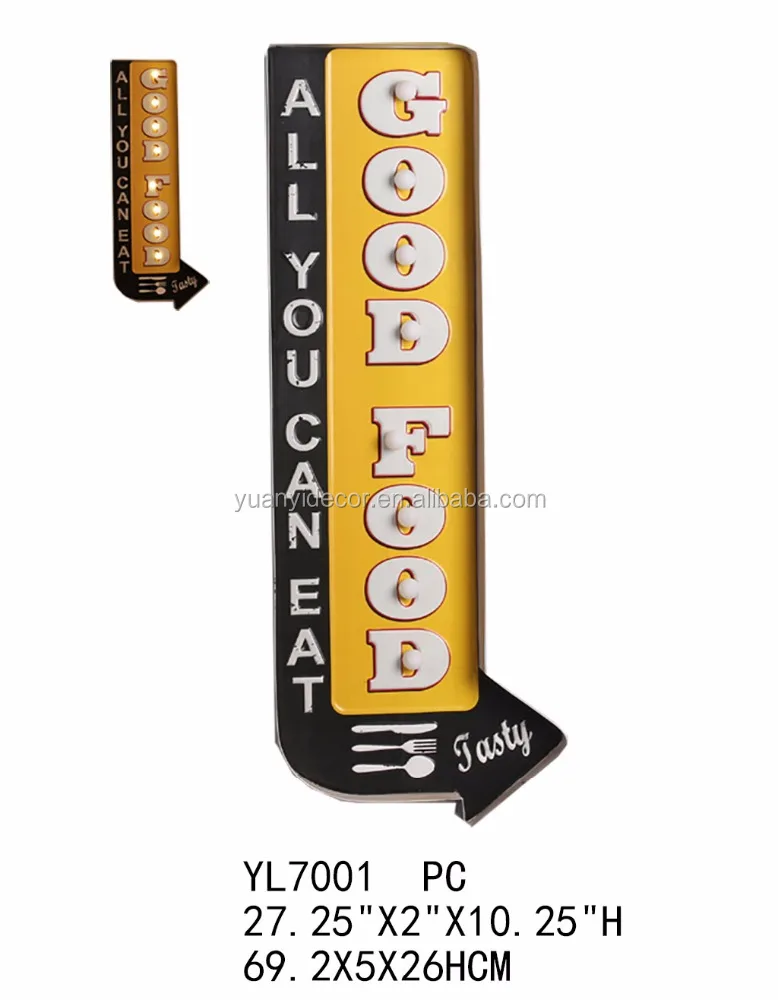 
Retro metal beer arrow custom printing LED light wall sign plaque 