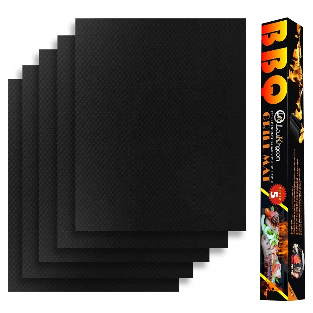 Dongjian 2019 reusable heavy duty 600 degree barbecue mat PTFE coated fiberglass non-stick bbq grill mat