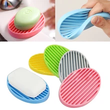 2015 New Creative Silicone Flexible Toilet Soap Holder Plate Bathroom Soapbox Soap Dish Christmas Gift 6LNE