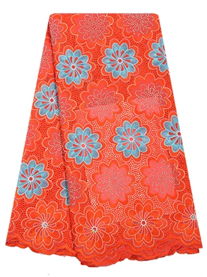 Lace product type cotton lace fabric SL0443 rhinestones swiss voile lace