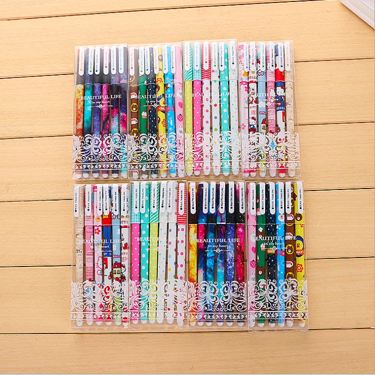 Promotional Gift Japan Stationery Colorful Neon Rainbow Gel Ink Pen Professional Writing Pen Set Different Color Plastic Gel Pen