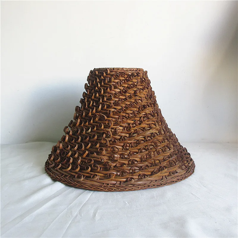Chinese woven rural style lampshade six-colum bamboo table lamps, crimp surface light design