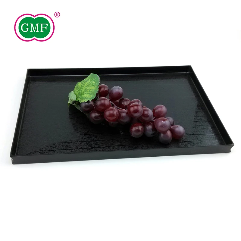 Rectangle reusable black plastic ps disposable plates for different food use