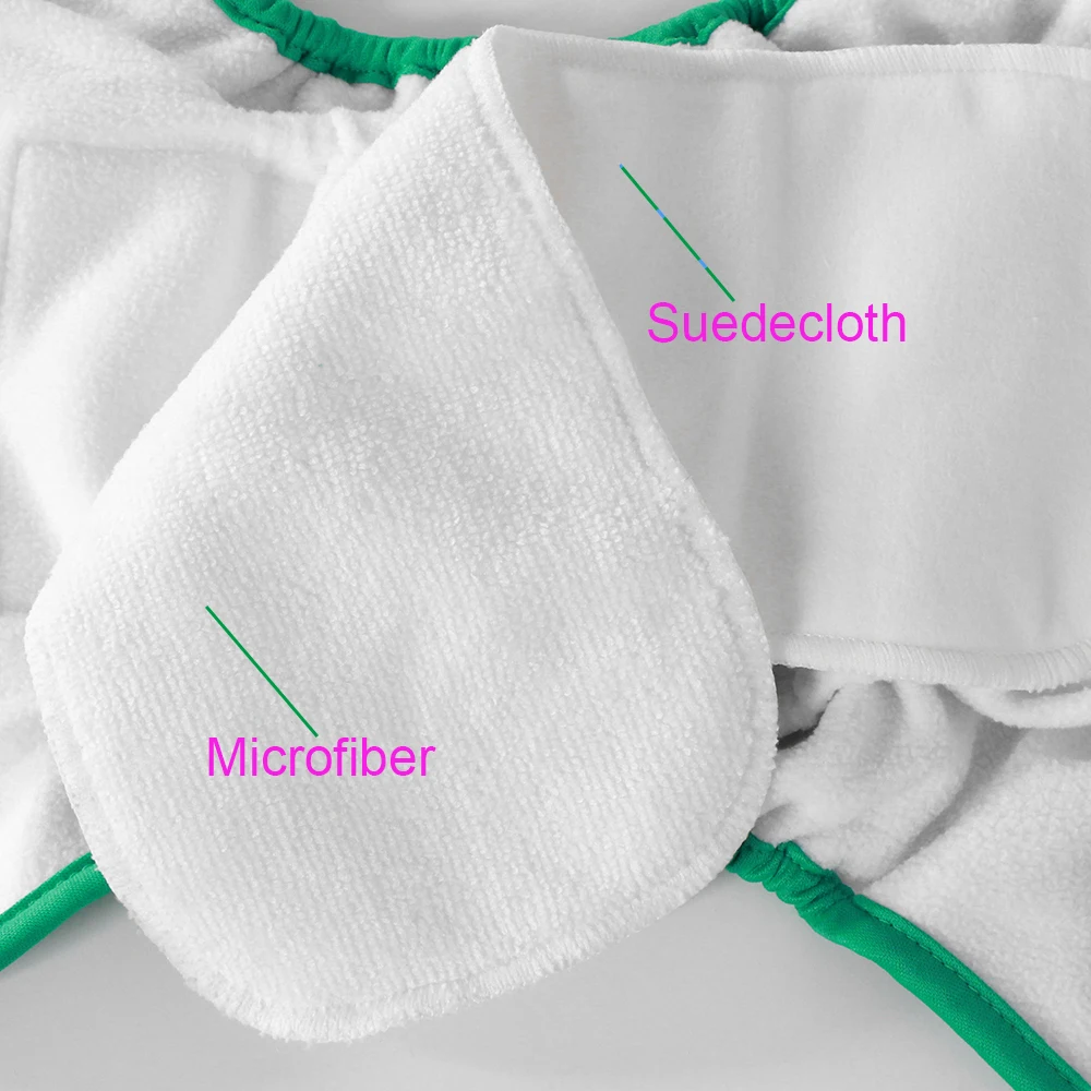 
Reusable asborbent baby all in one cloth diapers washable AIO diapers with microfiber inserts double gussets binding overnight 