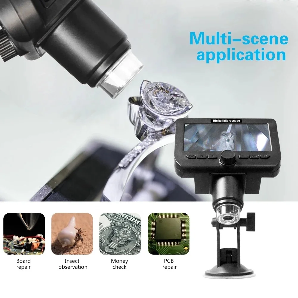 Wifi Digital Microscope 1000x Magnification Zoom USB Wireless Microscope with 4.3 inch LCD Display