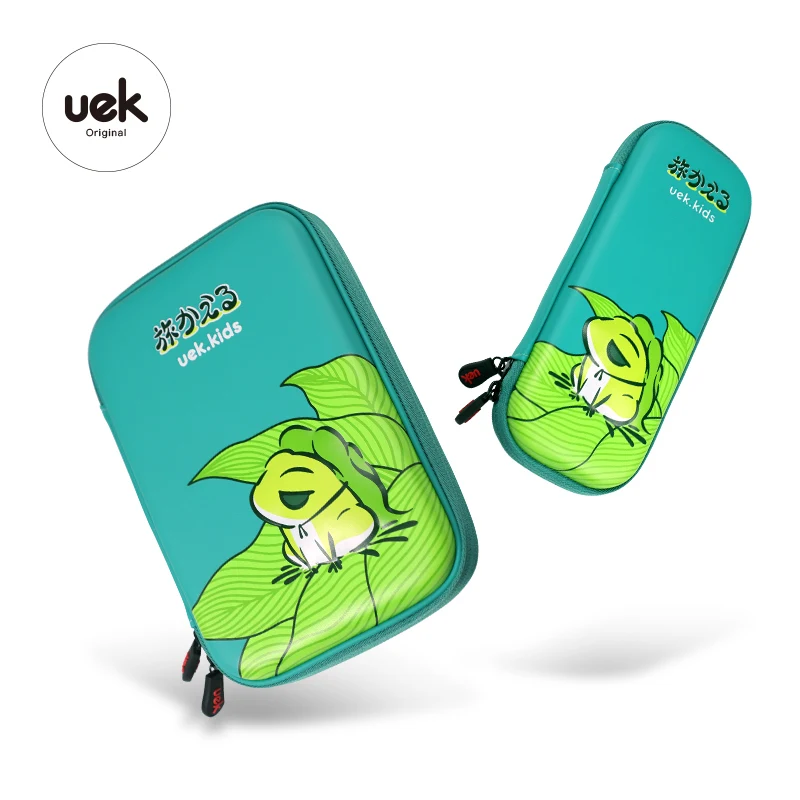 
UEK Kids Eva 3D Travel Frog pencil case for school children Stationery wholesale stationery kawaii 