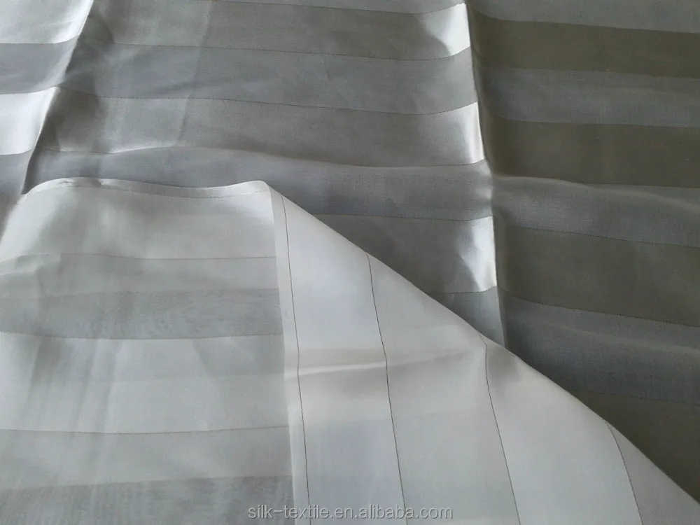 
12mm 5x5cm Stripe chiffion satin pure silk fabric 