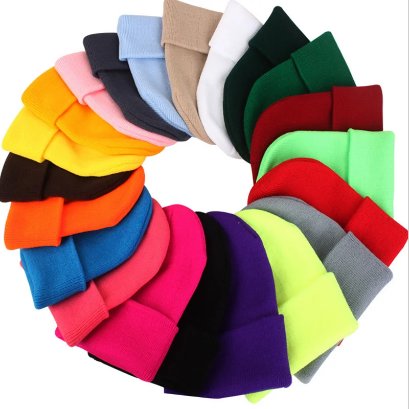 Hot selling acrylic wool hat fluorescent customized hat warm lovers winter knitted hat