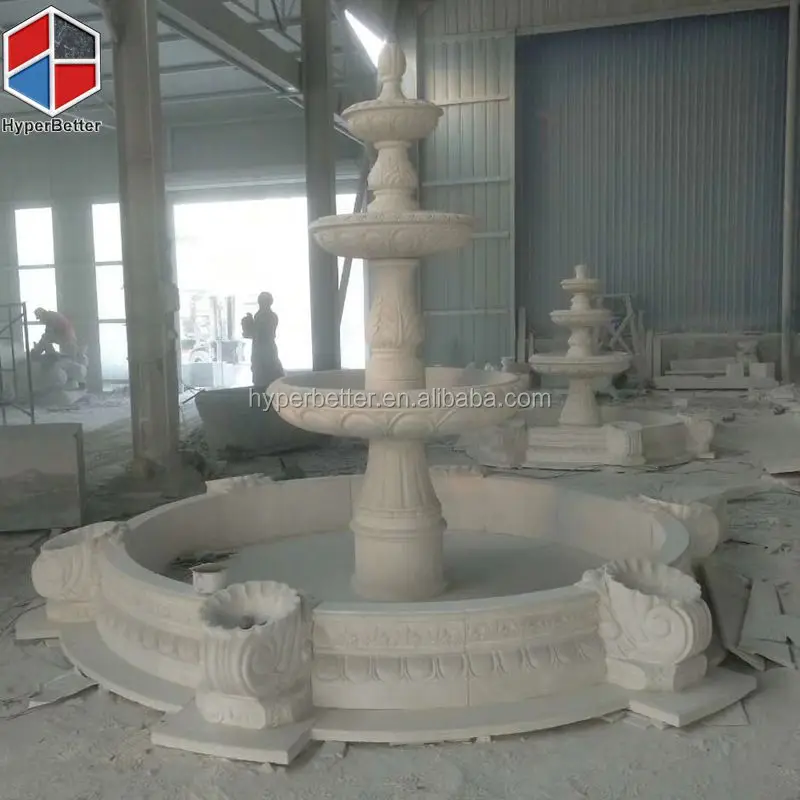 Luxury large white marble fountain