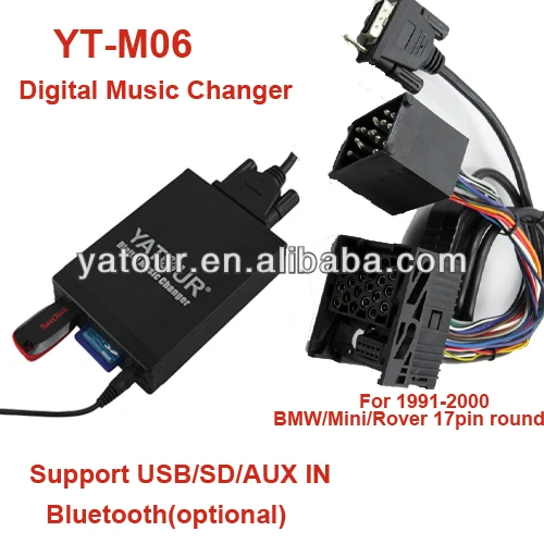 10-контактный разъем с 17 круглыми контактами, разъем yatour bm1digital music changer BM1 e46, устройство для чтения mp3 cd