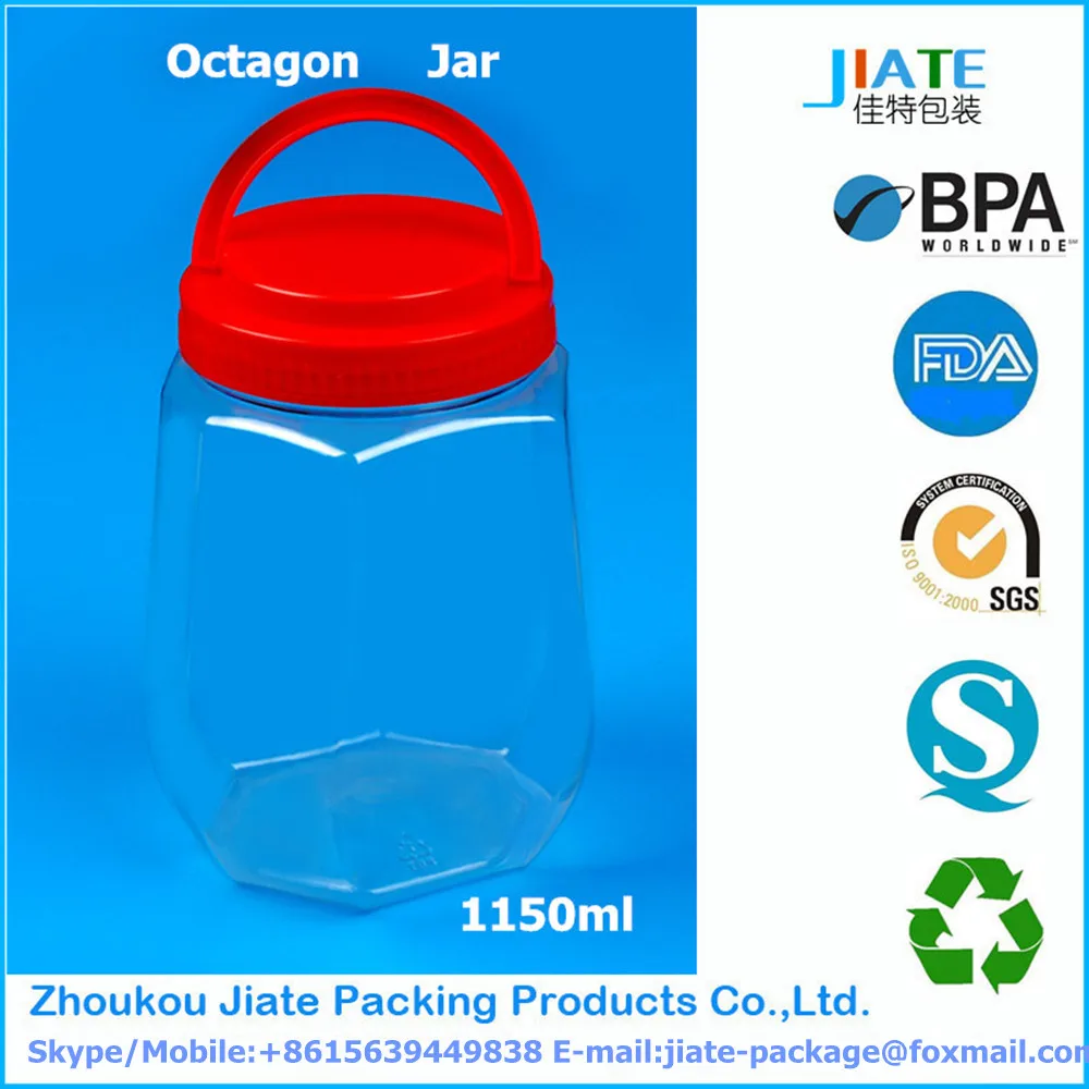 clear Plastic Diamond Candy Jar with Handle Lids