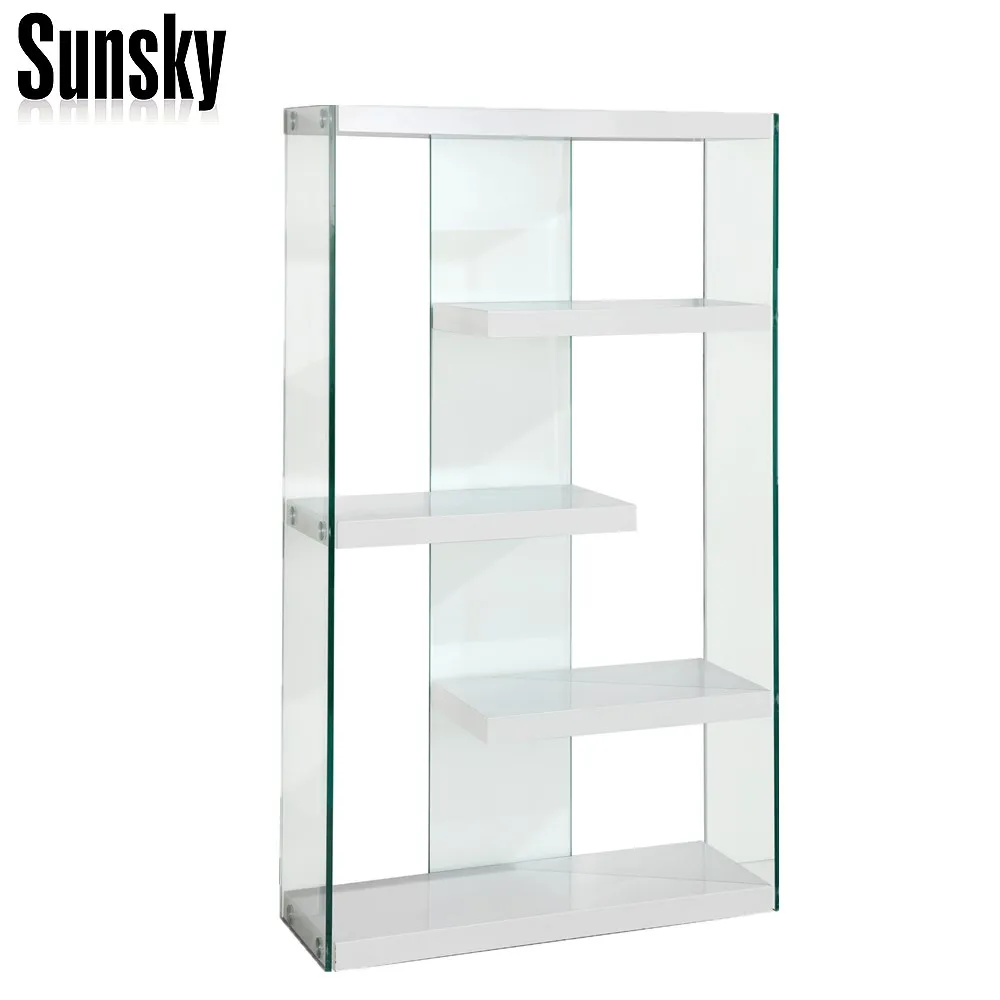 МДФ с книжным шкафом из закаленного стекла