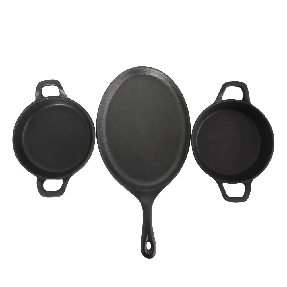 Round / Oval cast iron sizzler pan /shallow pot cookset