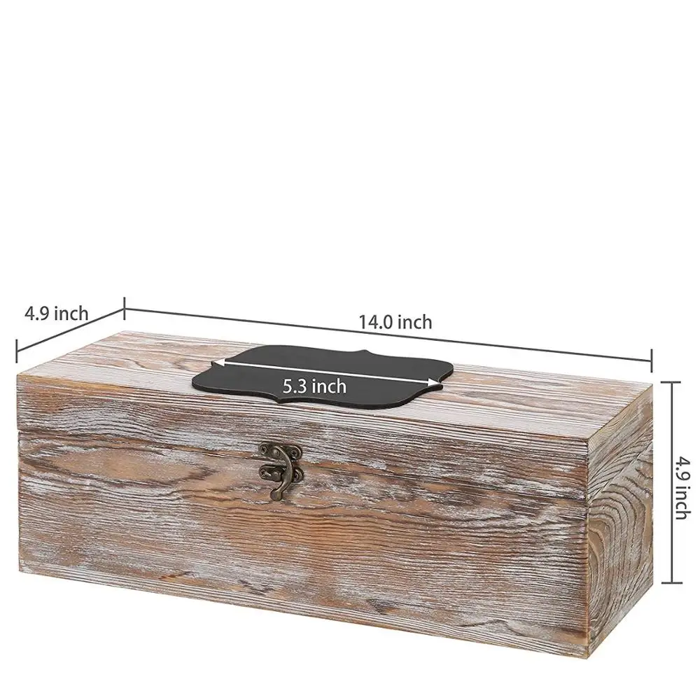Rustic Whitewashed Wood Wine Gift Box & Carrying Case with Chalkboard Label