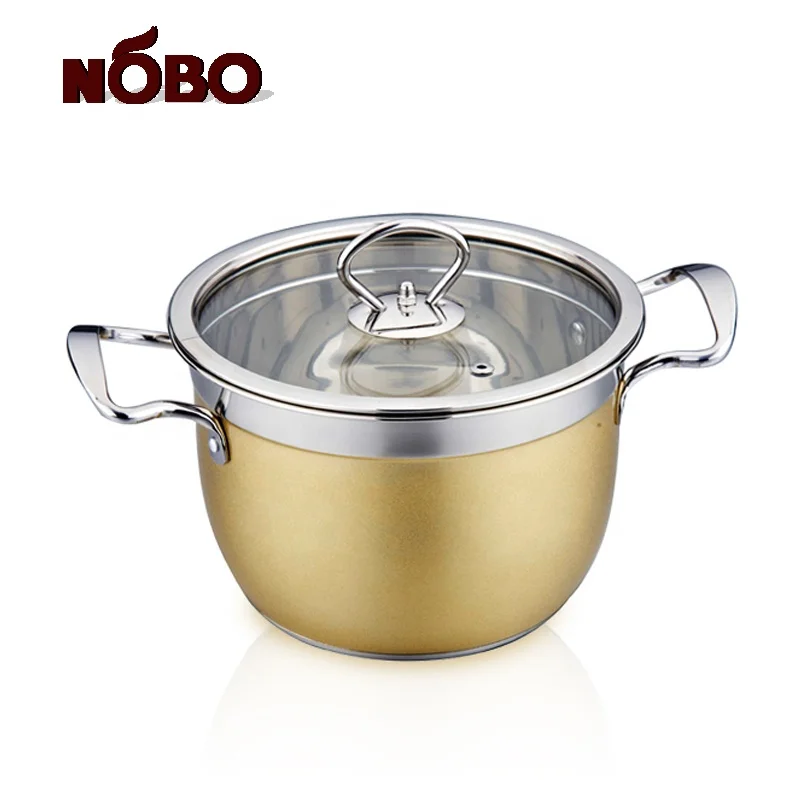 Set of 10 Double Bottom Soup Stock Pot Stainless Steel Royal Kitchen Cookware